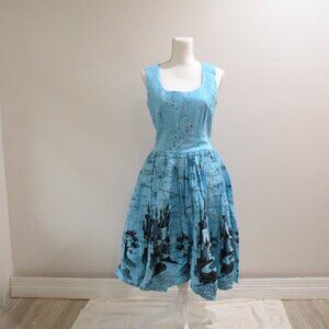 Pinup Couture_size L_used_blue with castle scene bottom